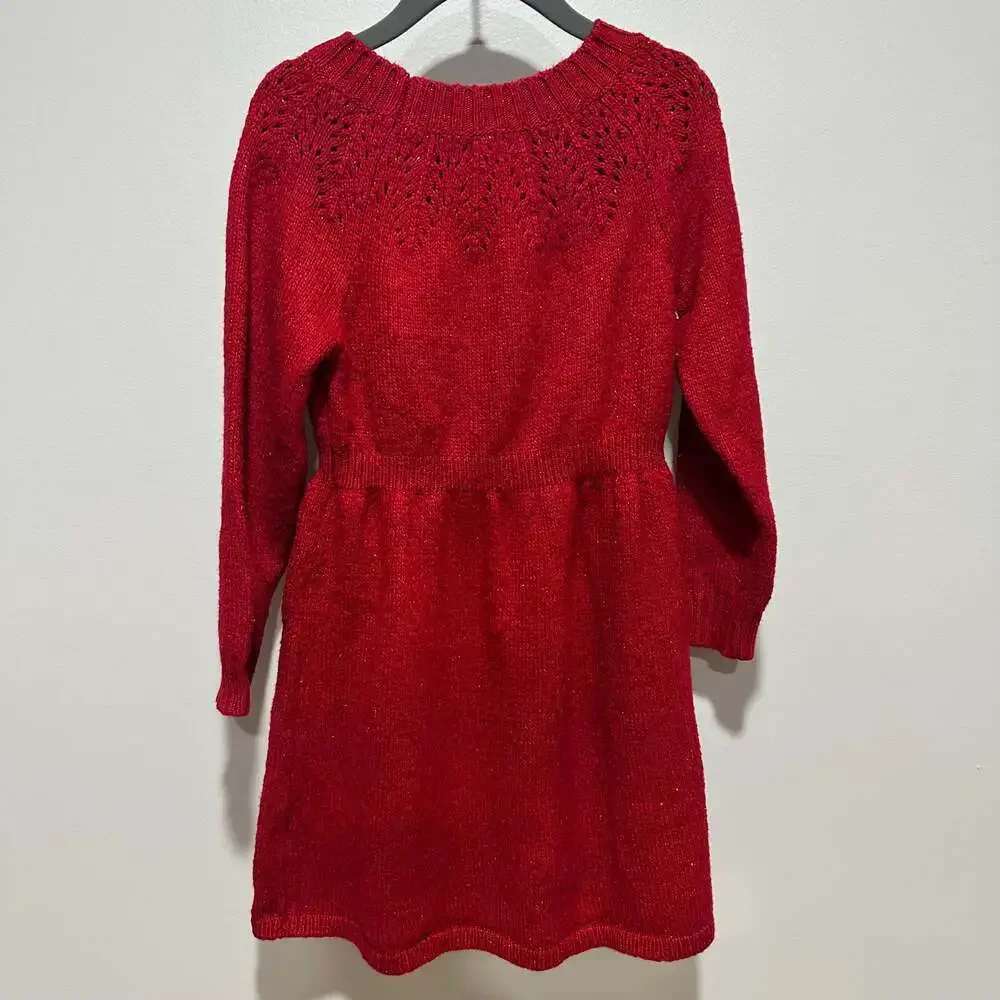 Cat & Jack Toddler Girls' Pointelle Sweater Dress Red, Sz 5T